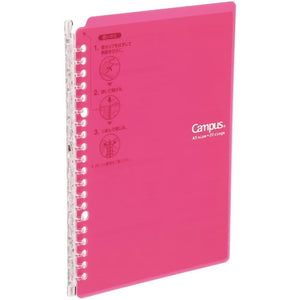 Kokuyo Campus Smart Ring Binder, A5 Pink Refillable Binder Notebook 20 Holes with 10 Extra Loose-Leaf Paper, Up to 25 Filler Papers for Work & Study, Japan Import (RU-SP130P)