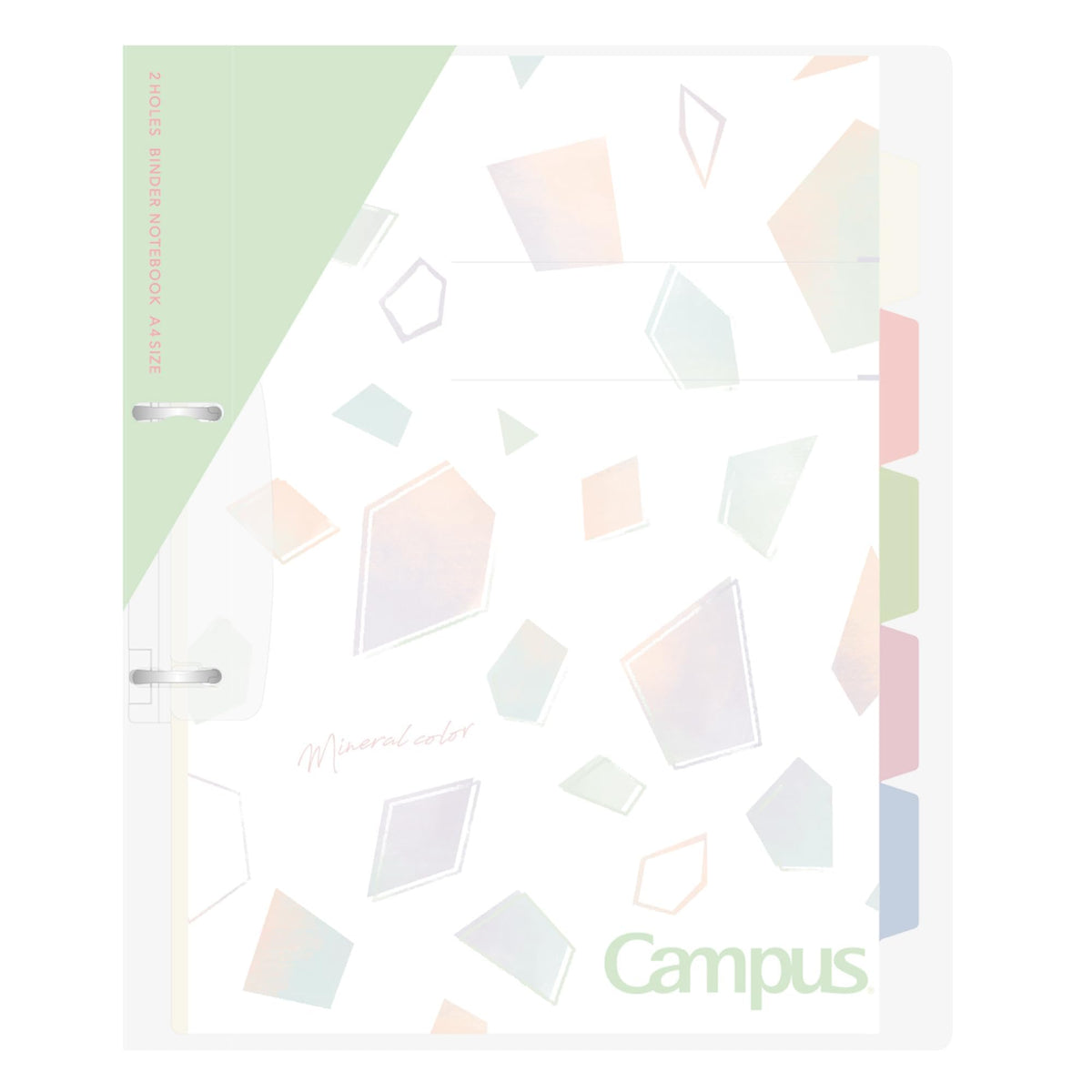 Kokuyo Campus Refillable Notebook, A4 Slim 2 Ring Binder Notebook with 5 Subject Dividers, 100 Sheets Capacity. Suitable for 30 Holes Loose Leaf Paper, Mineral Pistachio Green (Le-PP158-L4LG)