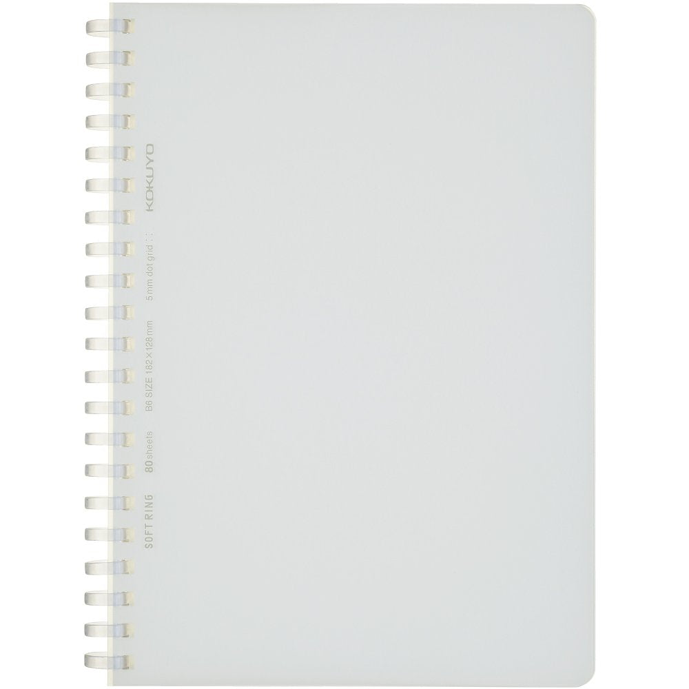 Kokuyo Spiral Dotted Notebook, 5.8'' x 4.1'' Business Journal A6 Soft Ring Notebooks with 5mm Dot Grid, 80 Perforated Sheets, Clear 1 Subject Notebook, Note Taking for Work. Japan Import(SU-SV558WT-T)