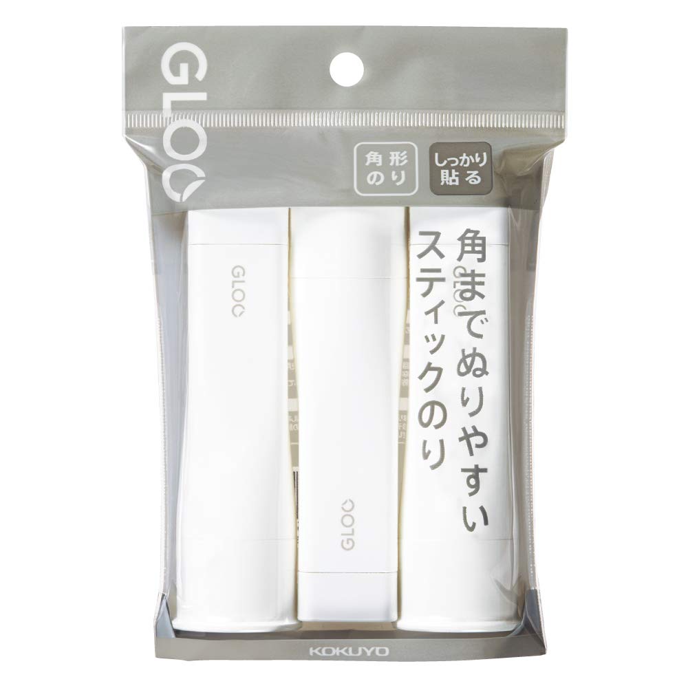 Kokuyo Gloo Square Glue Sticks, Strong Adhesive Sticks for Cardboard or Thicker Paper, Middle Size, 10 Grams, Pack of 3, Japan Import (TA-G302-3P)