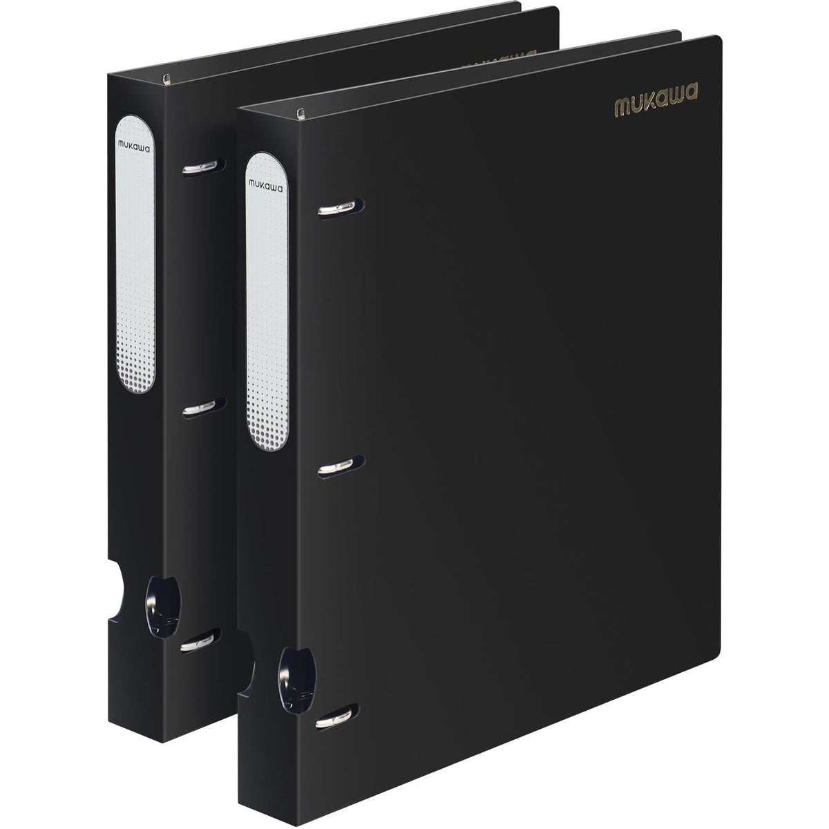 MUKAWA 1 Inch 3 Ring Binder, D-Ring Binder Holds 250 Sheets, PP Cover with Writable Spine Label, Lay-Flat Design, Letter Size 8.5x11, Lightweight for School, Office & Home Organization, 2 Pack, Black