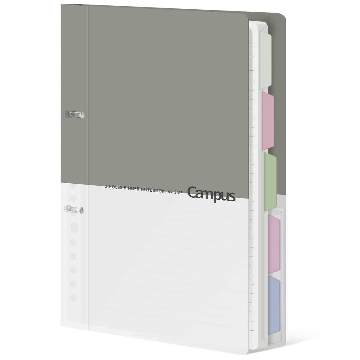 KOKUYO 5 Subject Spiral Notebook Journal, Campus 110 Sheets A4 Refillable Notebook with Dividers Tabs, College Ruled Binder Notebook for Work School Note taking, Gray, Japan Import
