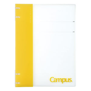 Kokuyo Campus Refillable Notebook, B5 2x2 Slim Ring Binder Notebook with Customizable Title Page, 40 Sheets Capacity. Suitable for 26 Holes Loose Leaf Paper, Yellow (RU-NP704Y)