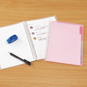 Kokuyo Campus Smart Ring Binder, A5 Pink Refillable Binder Notebook 20 Holes with 10 Extra Loose-Leaf Paper, Up to 25 Filler Papers for Work & Study, Japan Import (RU-SP130P)