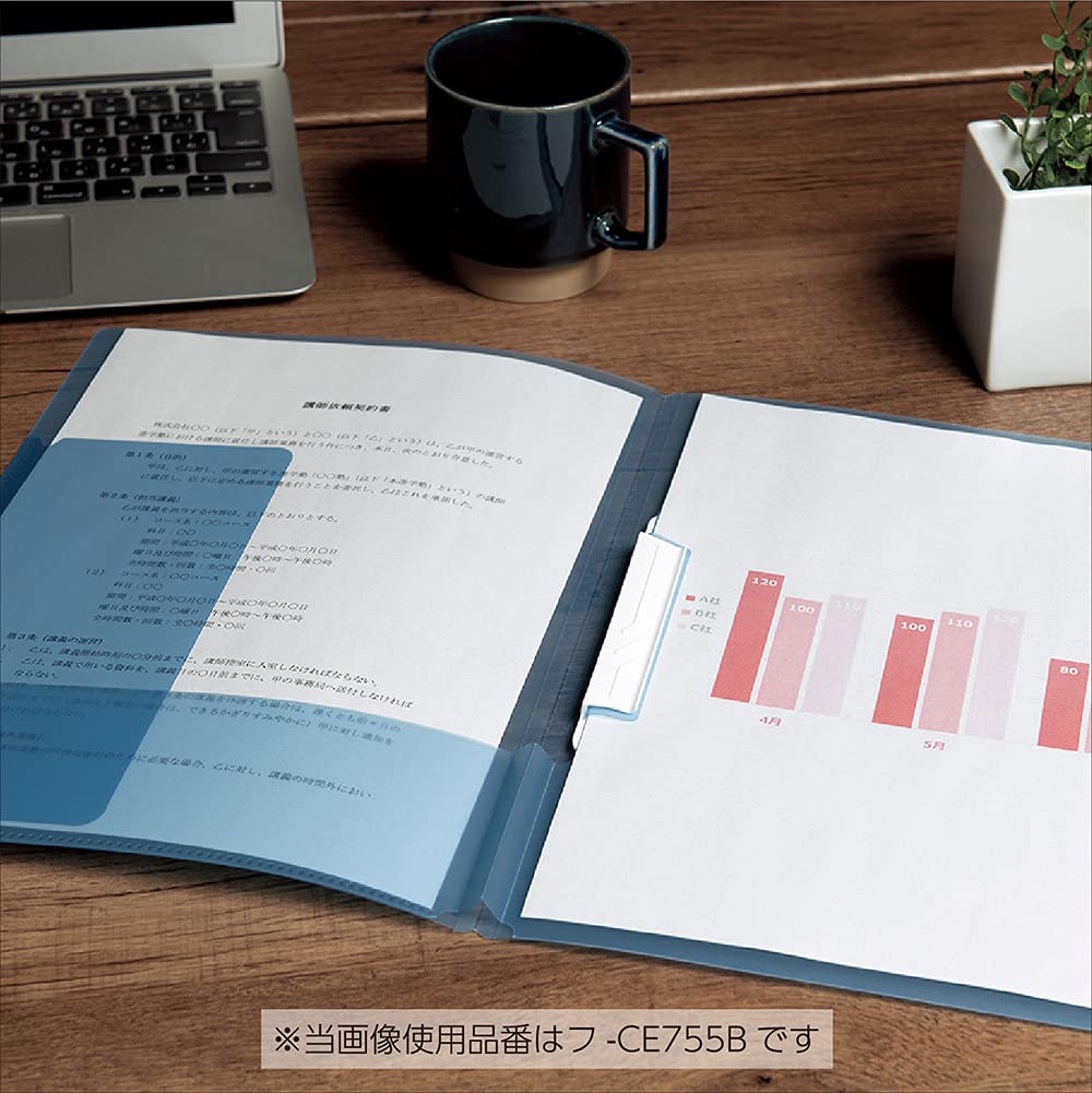 Kokuyo Portfolio Folder with Pockets Folder for Paper Organization, Heavy Duty Pocket Fits US Letter & A4，Dual-Purpose Clip & Pocket Design (FU-CE755M)