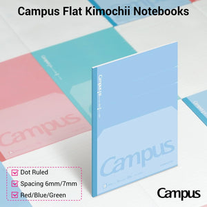 KOKUYO Composition Notebooks, 7" x 10" Kimochii Lined Notebook, 30 Sheets 6mm Dot Ruled Paper, 3 Pack B5 Notebook for School, School Supplies Comp Book for Note Taking, Green Pink Blue, Japan Import
