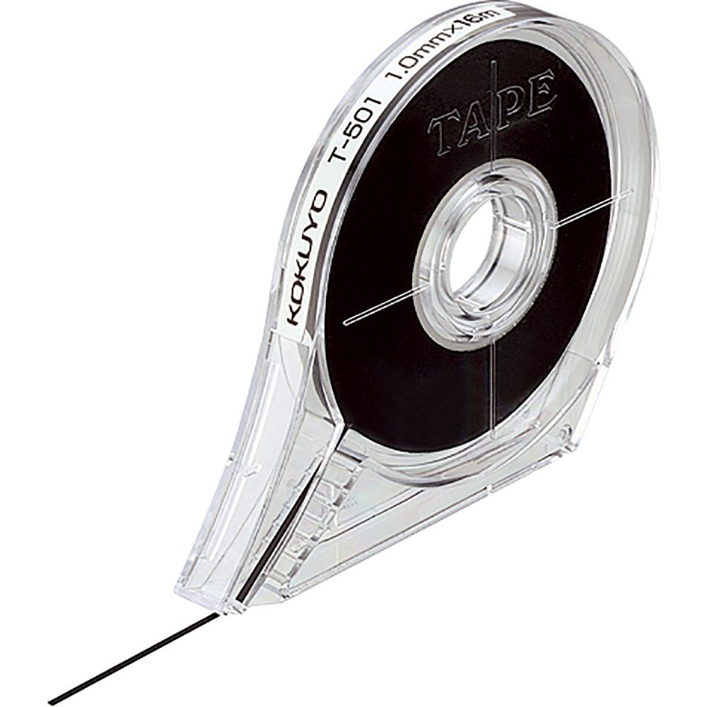 KOKUYO Black Pinstripe Whiteboard Tape, Width 1/24 Inch (1mm), Length 52 Ft (16m), Dispenser Included, Dry Erase Board Accessories