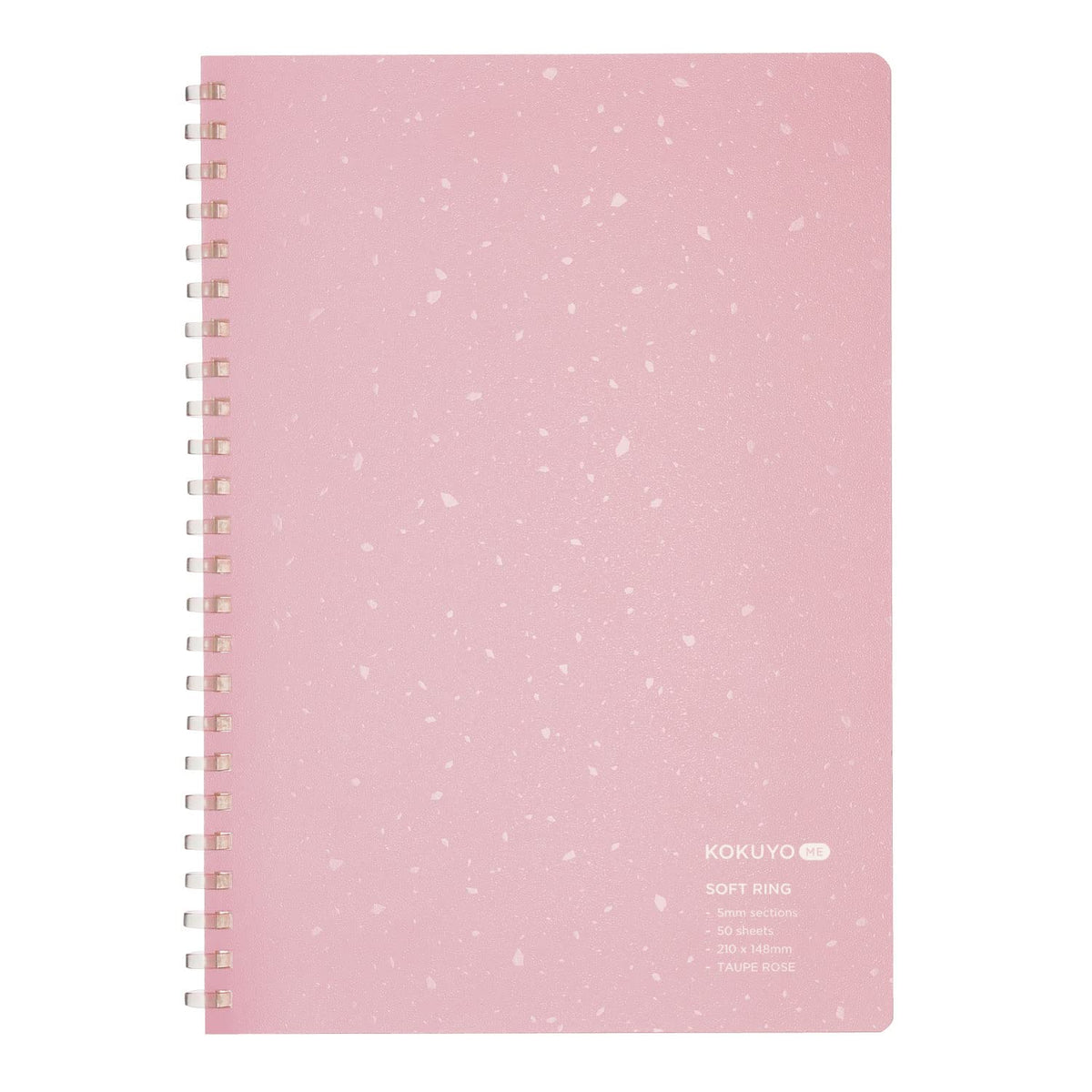 KOKUYO ME Graph Spiral Journal Notebook, A5 Soft Ring 5 mm Grid Paper Notebook with 50 Smooth Sheets, 5.8'' x 8.3'' Cute Small Journaling Notebook, Taupe Rose, Japan Import. (KME-SR931S5MV)