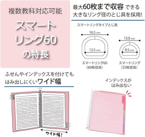 Kokuyo Campus Smart Ring Binder, B5 Blue Green Refillable Binder Notebook 26 Holes with 10 Extra Loose-Leaf Paper, Up to 60 Filler Papers for Work & Study, Japan Import (RU-SP706BG)