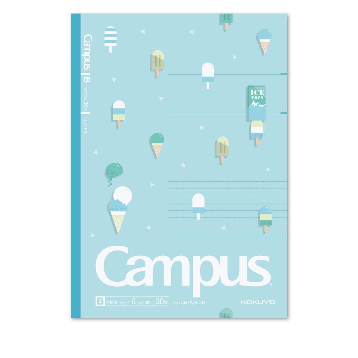 KOKUYO Composition Notebooks, 5 Pack Campus Semi-B5 Comp Book with Dot B 6mm Ruled, 30 Sheets, School Lined Notebook in Snack Motif, Journal Notebook for Women Work Study Note Taking (NO-3CBTN-L36X5)