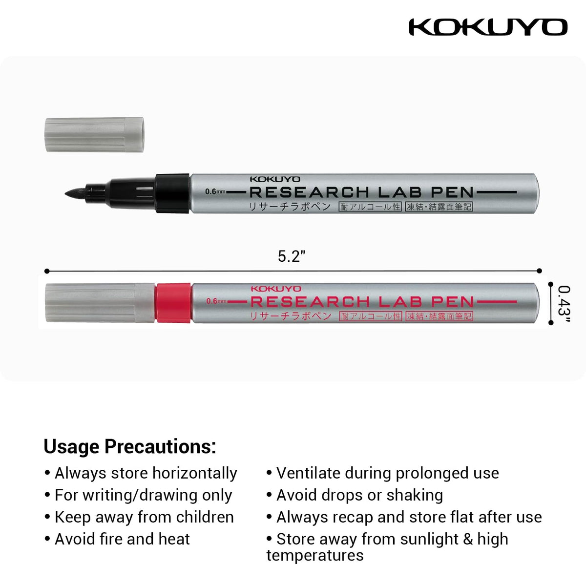 KOKUYO Alcohol Resistant Laboratory Markers, 5 Red Permanent Freezer Lab Pens with 0.6mm Fine Point Tip, Designed for Industrial, Lab and Hospital Use, Japan Import
