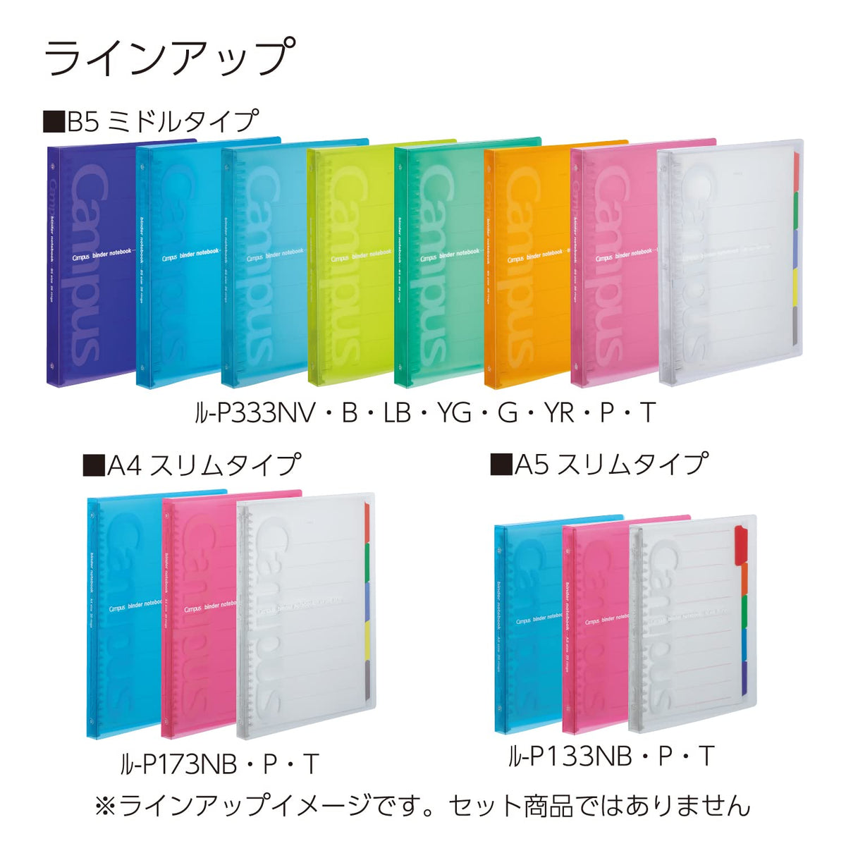 Kokuyo Campus Slide Binder with 5 Tab Dividers, Slim Type, A5, 20 Holes, Up to 65 Sheets, Blue, Japan Import (RU-P133NB)