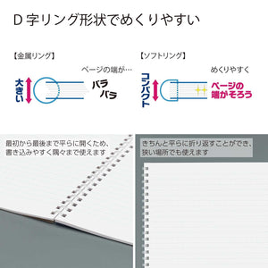 KOKUYO Spiral Lined Notebook, 8.3'' x 5.8'' Pastel Journal A5 Soft Ring Notebooks with Dot 6 mm Ruled, 80 Sheets, Light Green 1 Subject Notebook, Note Taking for School. Japan Import (SU-SV338BT-LG)