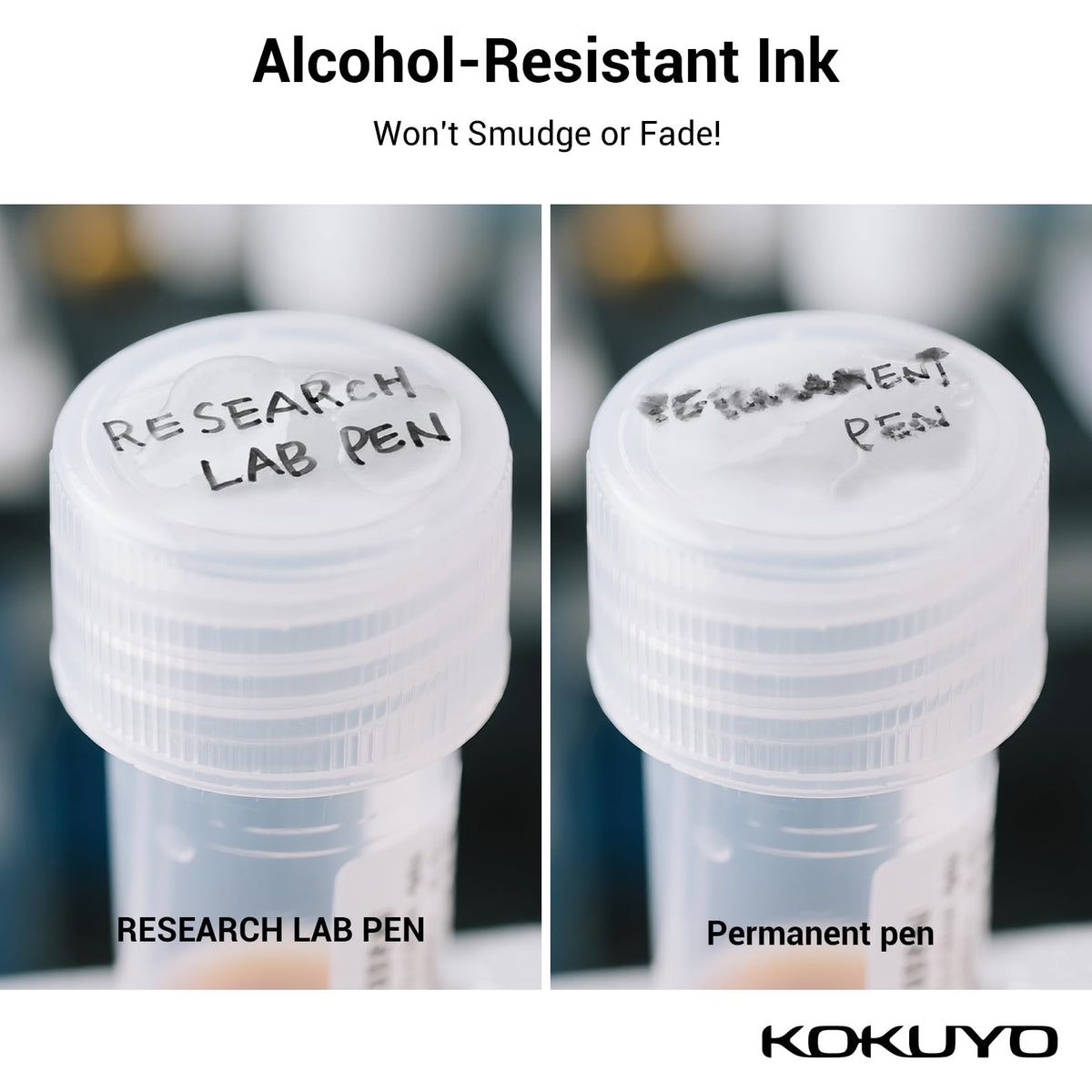 KOKUYO Alcohol Resistant Laboratory Markers, 5 Red Permanent Freezer Lab Pens with 0.6mm Fine Point Tip, Designed for Industrial, Lab and Hospital Use, Japan Import
