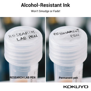 KOKUYO Alcohol Resistant Laboratory Markers, 5 Red Permanent Freezer Lab Pens with 0.6mm Fine Point Tip, Designed for Industrial, Lab and Hospital Use, Japan Import