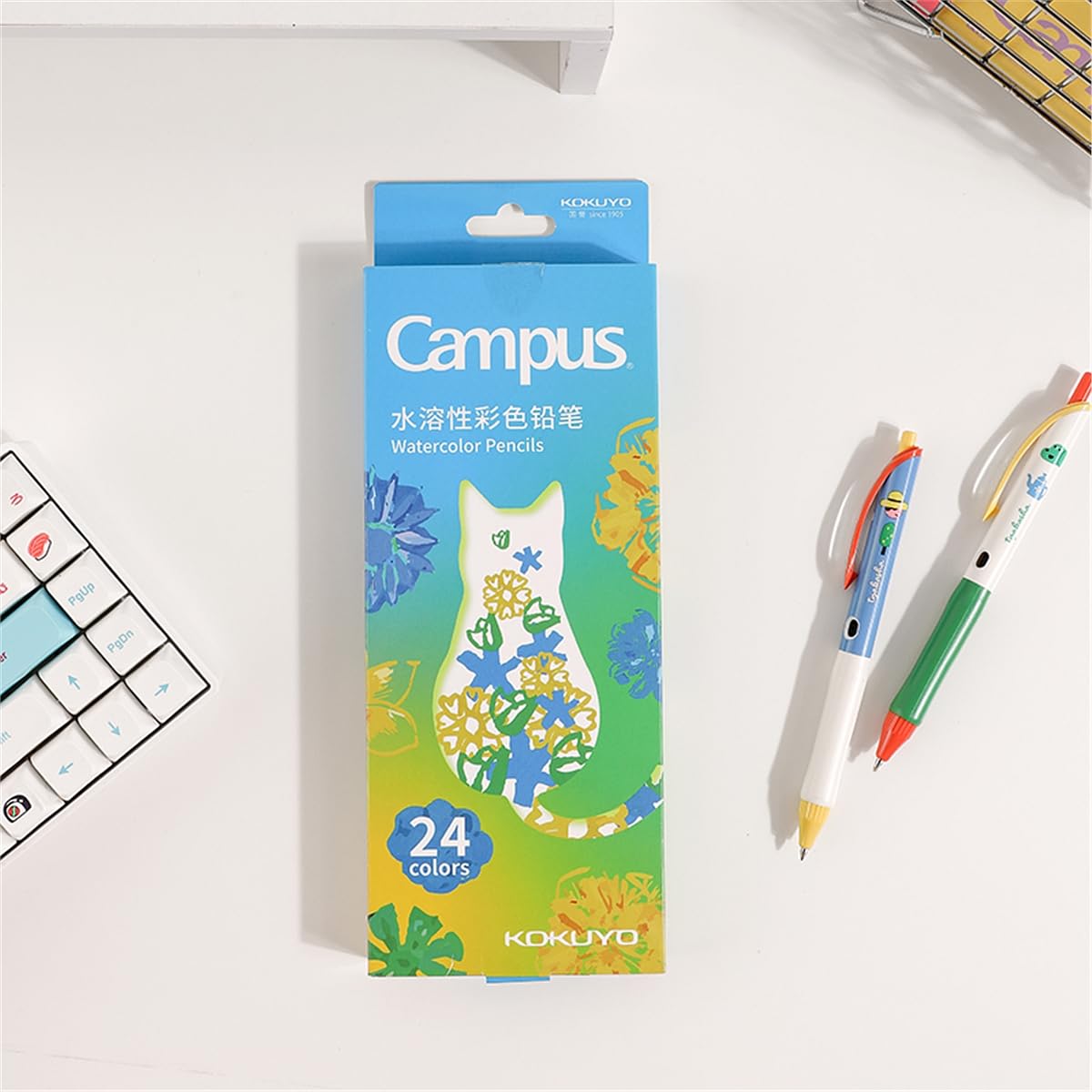 KOKUYO Colored Pencils for Coloring and Drawing, Premium Water Color, Back to School Supplies, Multicolor for Art, 24 Count (Pink Box)
