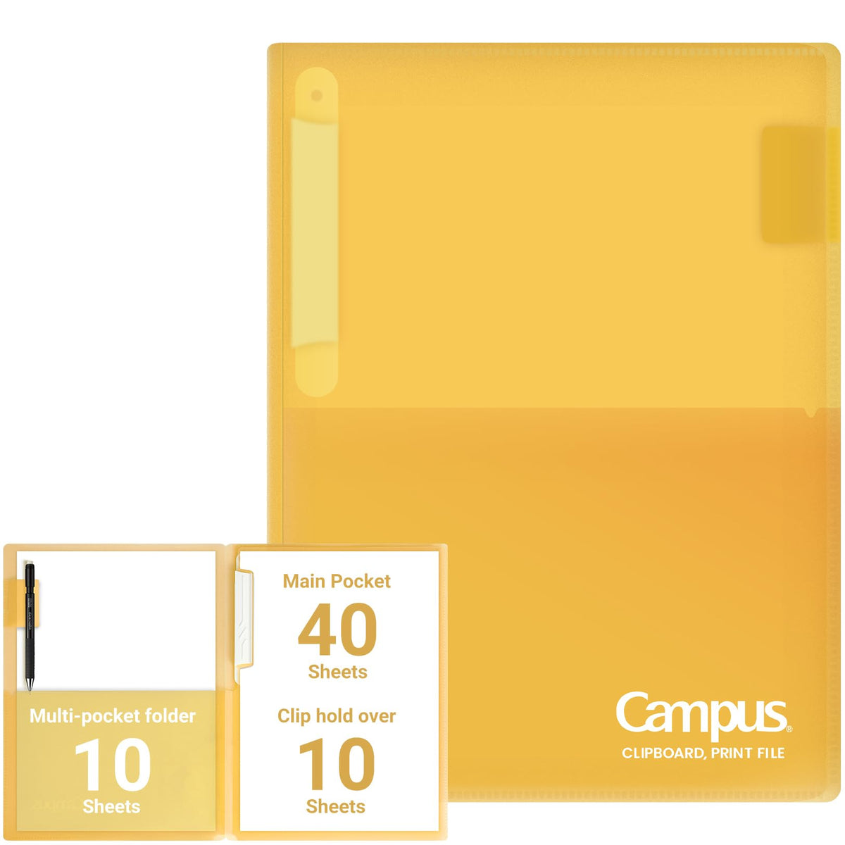 Kokuyo Portfolio Folder with Pockets Folder for Paper Organization,Heavy Duty Pocket Fits US Letter & A4，Flip & Write Surface,Dual-Purpose Clip & Pocket Design(FU-CEH755Y)