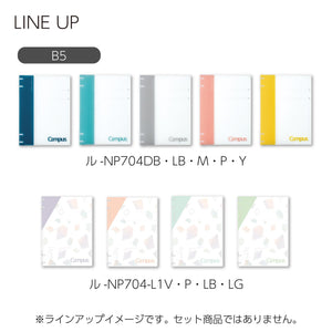 Kokuyo Campus Refillable Notebook, B5 2x2 Slim Ring Binder Notebook with Customizable Title Page, 40 Sheets Capacity. Suitable for 26 Holes Loose Leaf Paper, Mineral Color Sorbet Blue (Le-NP704-L1LB)