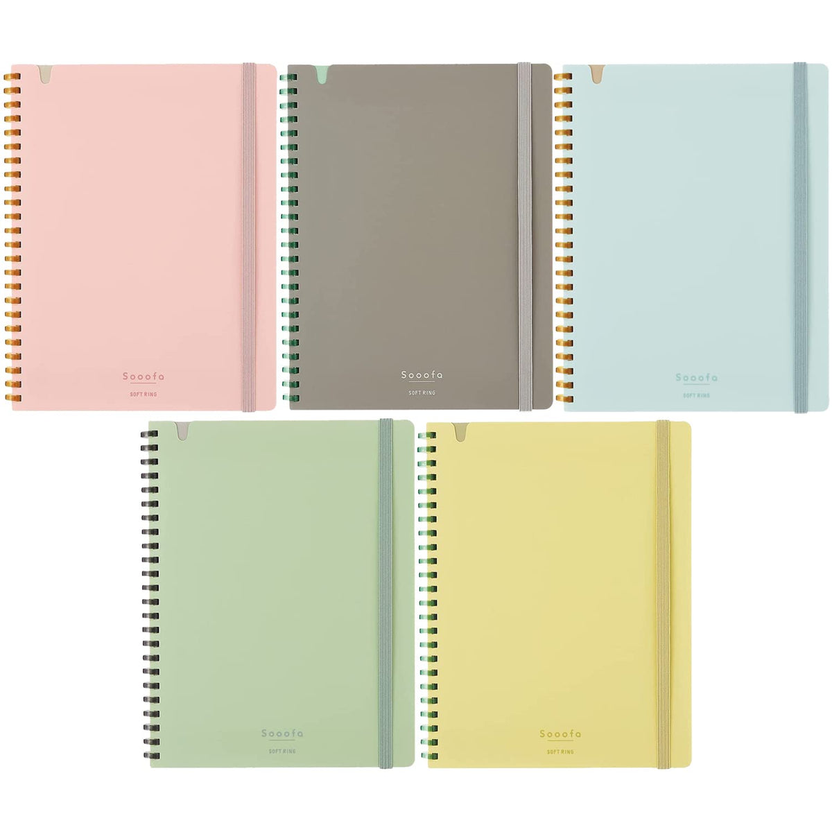 KOKUYO Sooofa Soft Ring Notebook, 0.2 inch (4 mm) Grid Ruled, 80 Sheets, B6 Deformation, Set of 5 Colors, Japan Import (SU-SV748S4)
