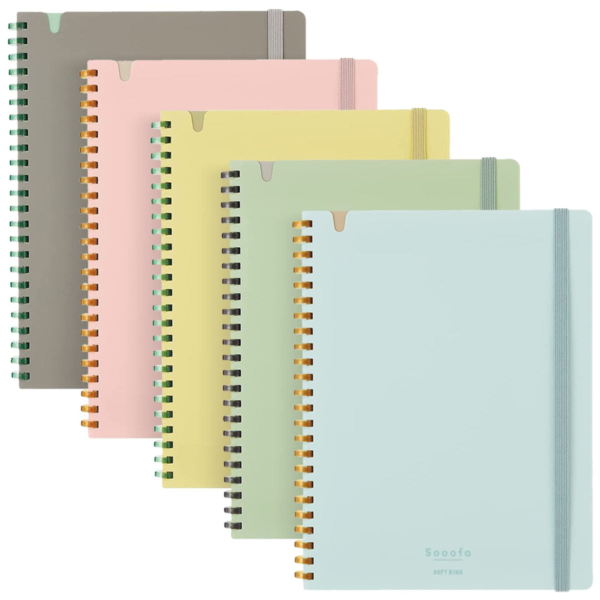 KOKUYO Sooofa Soft Ring Notebook, 0.2 inch (4 mm) Grid Ruled, 80 Sheets, A5 Deformation, Set of 5 Colors, Japan Import (SU-SV738S4)
