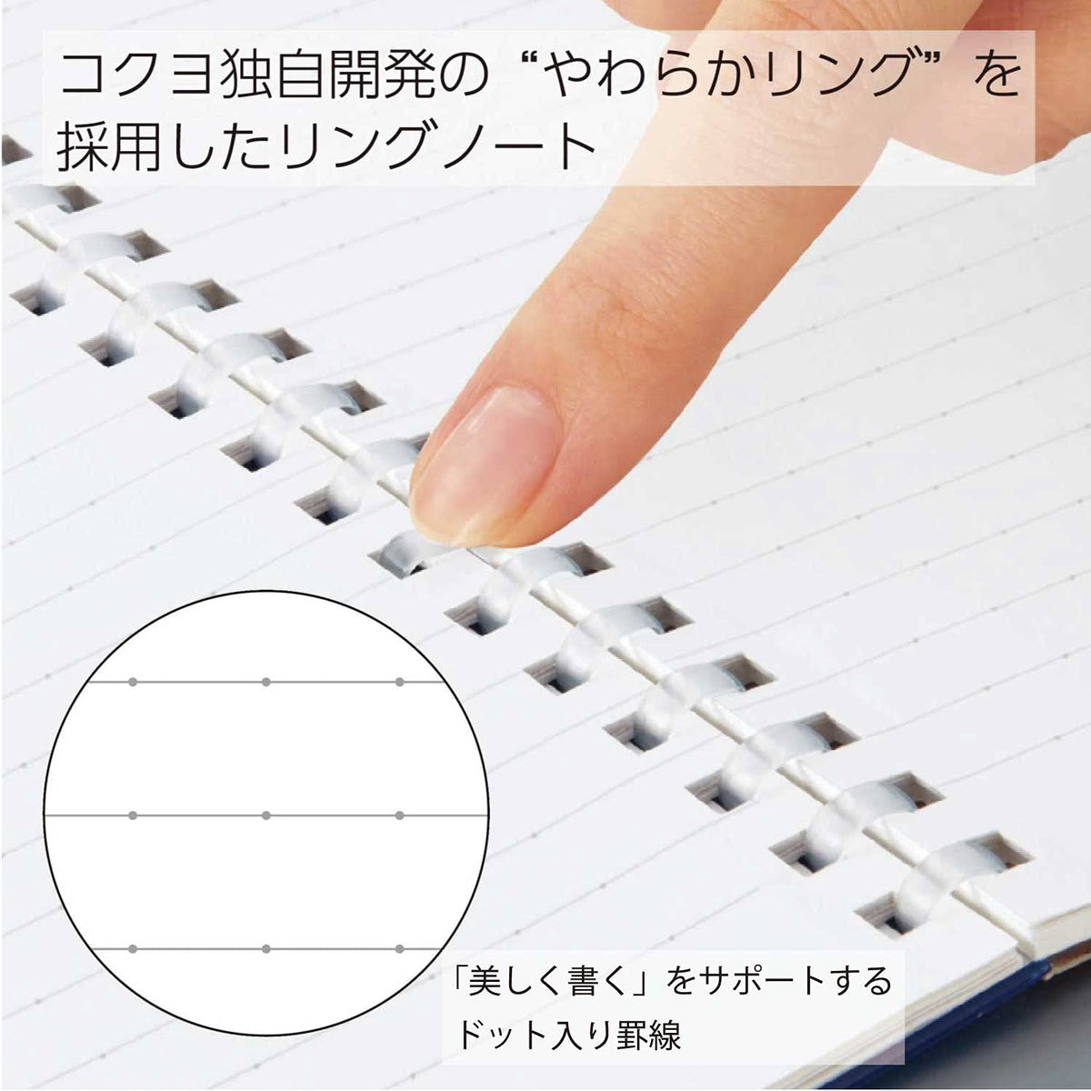KOKUYO Spiral Lined Notebook, 8.3'' x 5.8'' Business Journal A5 Soft Ring Notebooks with Dot 6 mm Ruled, 80 Sheets, Dark Gray 1 Subject Notebook, Note Taking for Work. Japan Import (SU-SV338BT-DM)