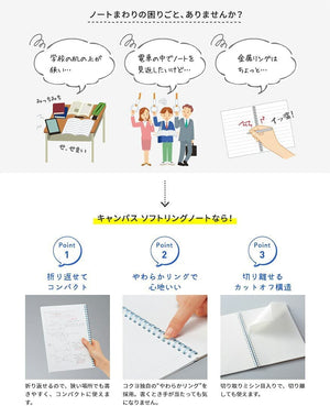 KOKUYO Spiral Lined Notebook, 8.3'' x 5.8'' Pastel Journal A5 Campus Soft Ring Notebooks with Dot 6 mm Ruled, 50 Sheets, Purple 1 Subject Notebook, Note Taking for School. Japan Import (SU-S131BT-V)