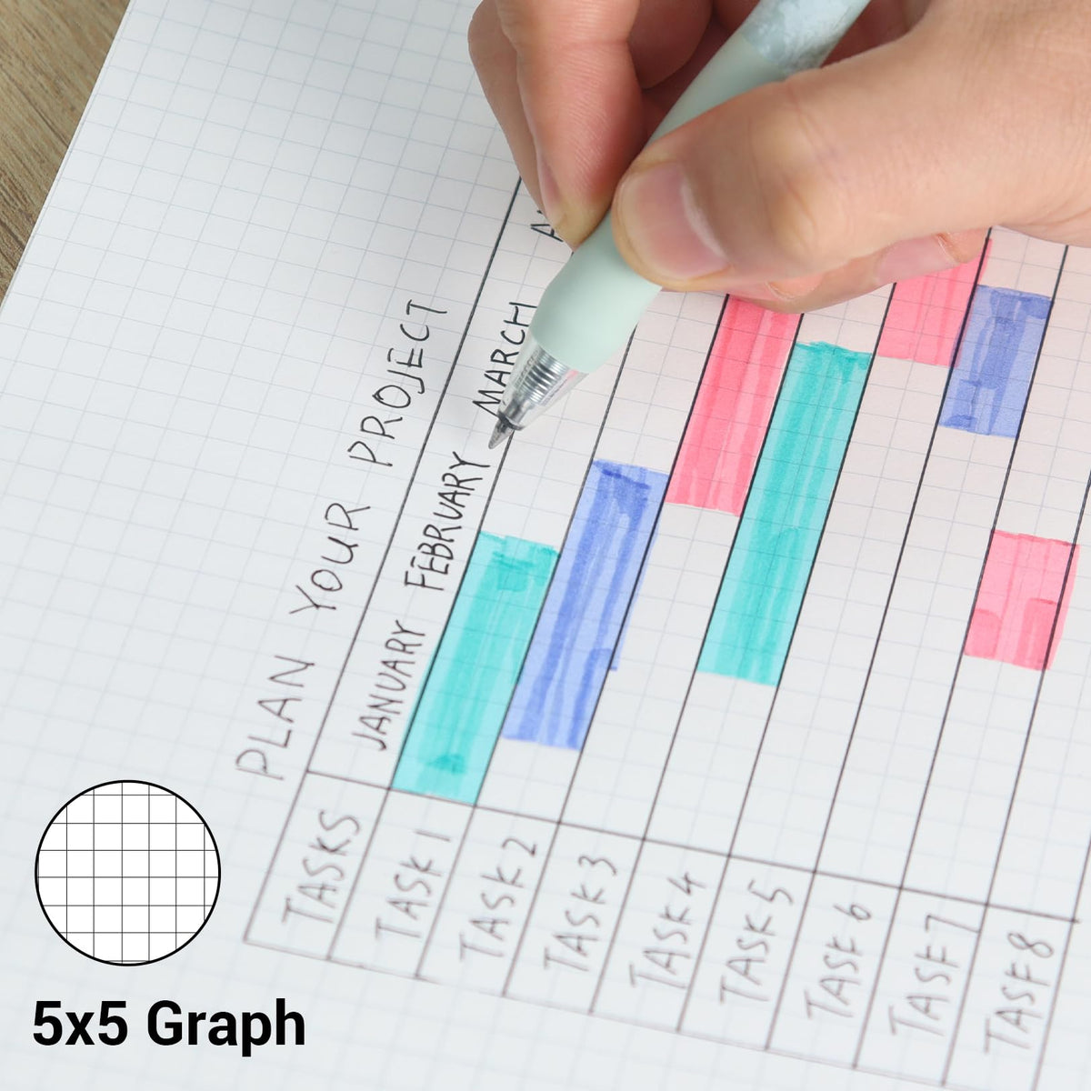 Kokuyo Campus Loose Leaf Paper for Binders, 5 Pack, Sarasara Smooth Writing Paper, B5, A 5mm Graph, 26 Holes, 50 Sheets/Pack, pH Neutral, Bleed Resistant, 75gsm, Japan Import (NO-807S-5)