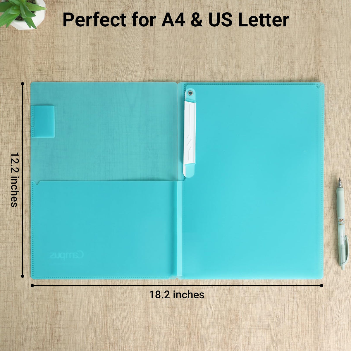 Kokuyo Portfolio Folder with Pockets Folder for Paper Organization,Heavy Duty Pocket Folder Fits US Letter & A4，Flip & Write Surface,Dual-Purpose Clip & Pocket Design(FU-CEH755B)