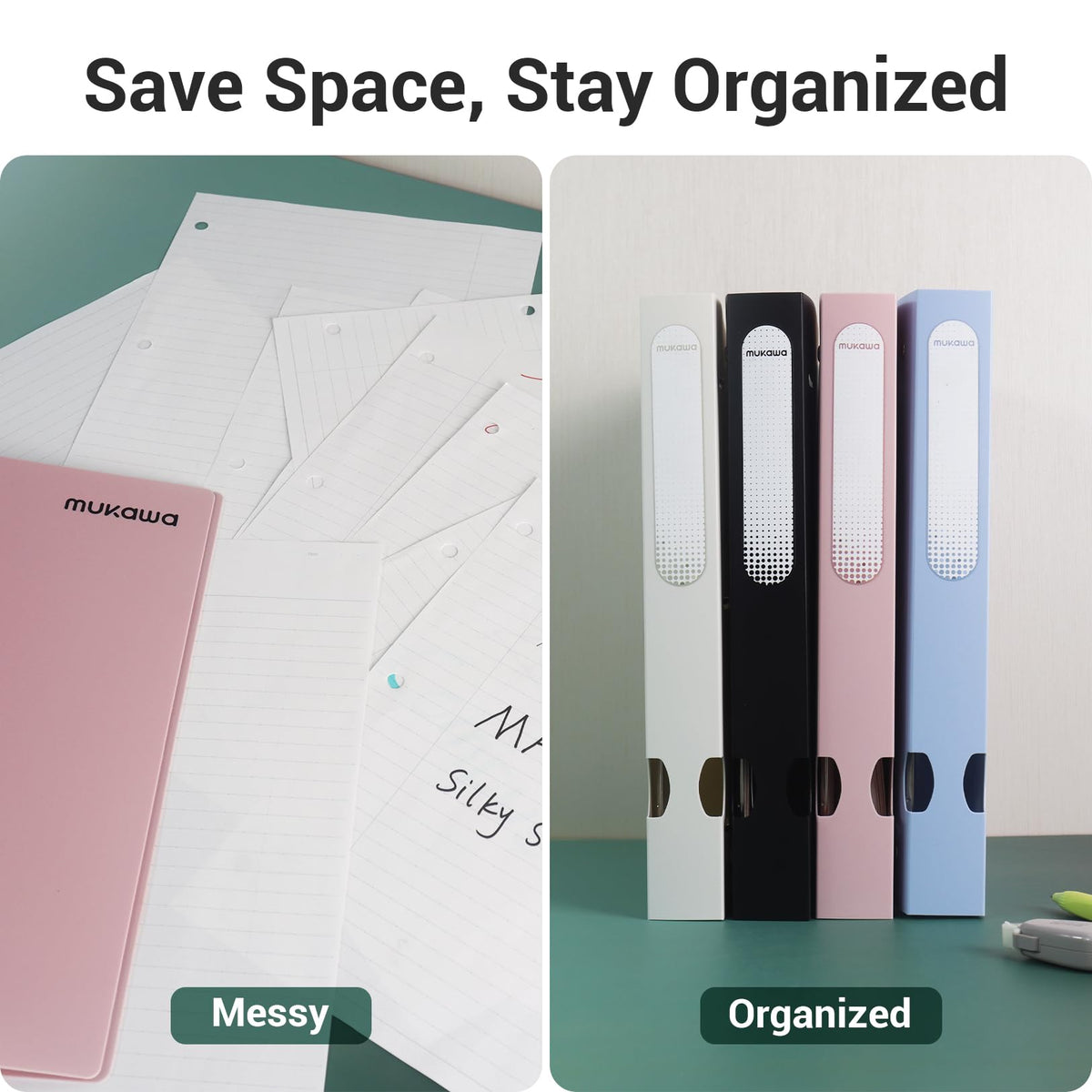 MUKAWA 1 Inch 3 Ring Binder, D-Ring Binder Holds 250 Sheets, PP Cover with Writable Spine Label, Lay-Flat Design, Letter Size 8.5x11, Lightweight for School, Office & Home Organization, 1 Pack, Beige