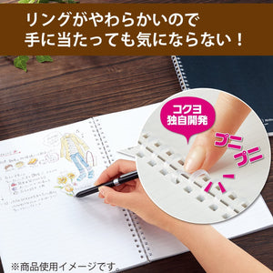 Kokuyo D Shaped Soft Ring Notebook, 7mm Rule, 31 Lines, 80 Sheets, B5, Natural Style, Set of Black, Beige, Navy, Japan Import (SU-SV608A)