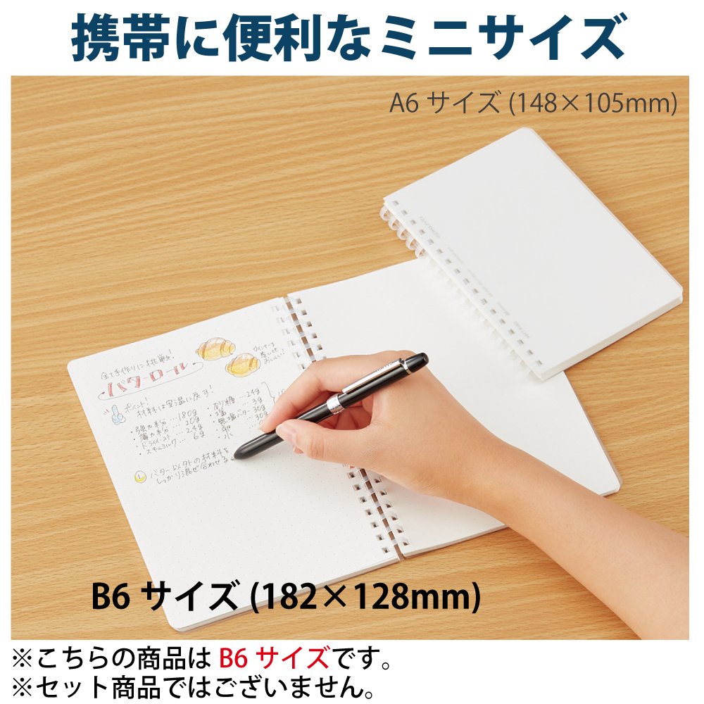 Kokuyo Spiral Dotted Notebook, 5.8'' x 4.1'' Business Journal A6 Soft Ring Notebooks with 5mm Dot Grid, 80 Perforated Sheets, Clear 1 Subject Notebook, Note Taking for Work. Japan Import(SU-SV558WT-T)