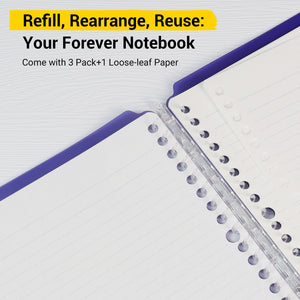 KOKUYO Campus 3 Pack Spiral Binder Notebooks, B5 Refillable Notebooks Smart Ring Binder 25 Sheets Capacity Each, with 100 Sheets 6mm Dot Ruled Filler Paper, Ideal for Work, Study & Journal, Lemon Mix