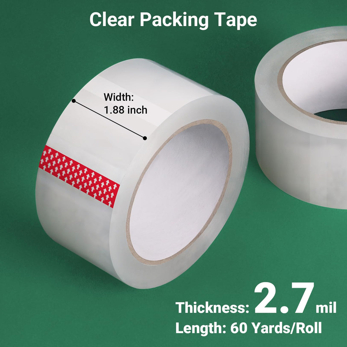 mukawa 12 Rolls 2.7mil Thick Packing Tapes, Clear Packaging Tape, 720 Yards Heavy Duty Tape - Hold 100 Pounds for Packing, Strong Sealing, 1.88" x 60 Yards Per Roll