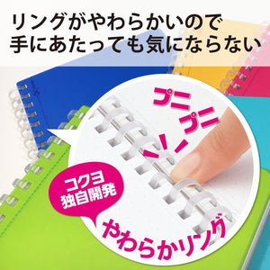 Kokuyo Spiral Dotted Notebook, 5.8'' x 4.1'' Business Journal A6 Soft Ring Notebooks with 5mm Dot Grid, 80 Perforated Sheets, Clear 1 Subject Notebook, Note Taking for Work. Japan Import(SU-SV558WT-T)