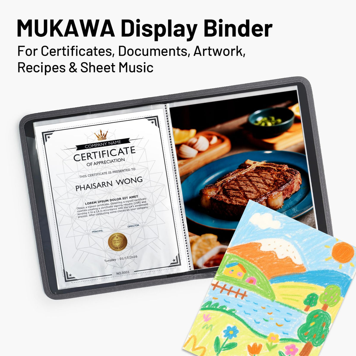 MUKAWA 30-Pocket Display Book, 8.5×11 Letter Size Portfolio Folder with Clear Sleeves, Presentation/Certificate Binder & Document Organizer for School, Office & Home, 2 Pack