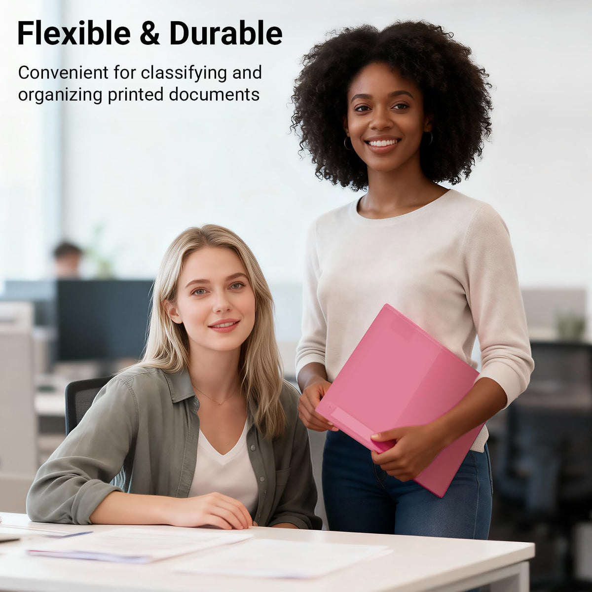 Kokuyo Portfolio Folder with Pockets Folder for Paper Organization,Heavy Duty Pocket Folder Fits US Letter & A4，Flip & Write Surface,Dual-Purpose Clip & Pocket Design(FU-CEH755B)
