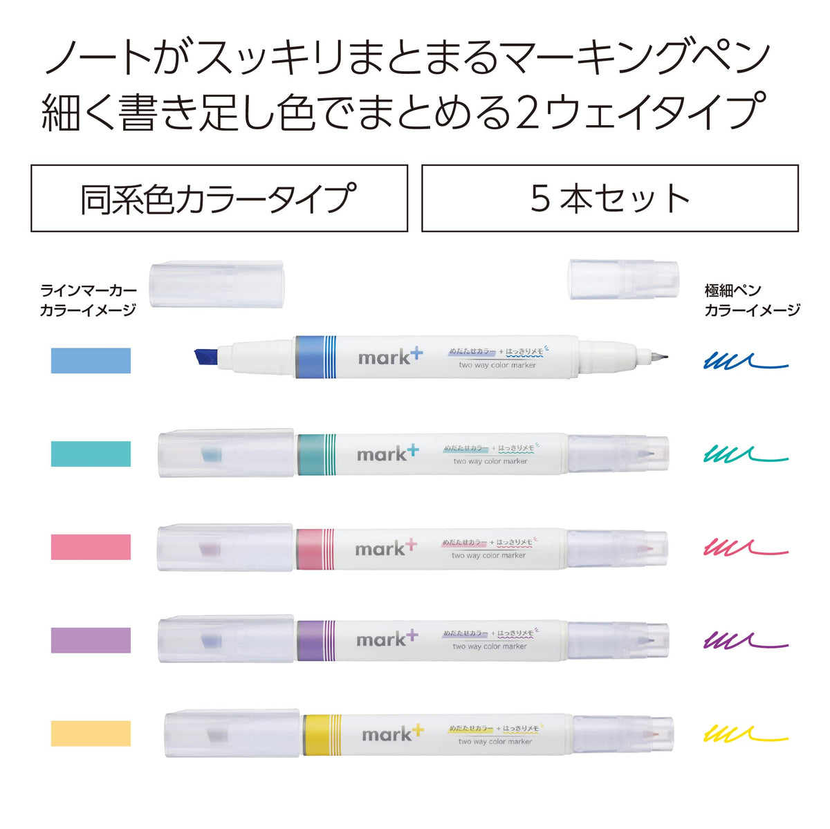 KOKUYO Pastel Highlighters, Dual-Tip Highlighter Markers for Bible in Assorted Colors, Fine & Chisel Tip No Bleed Quick-Dry for Journals, Planners, Notes, Pastel Colors. Japan Import (PM-MT200-5S)