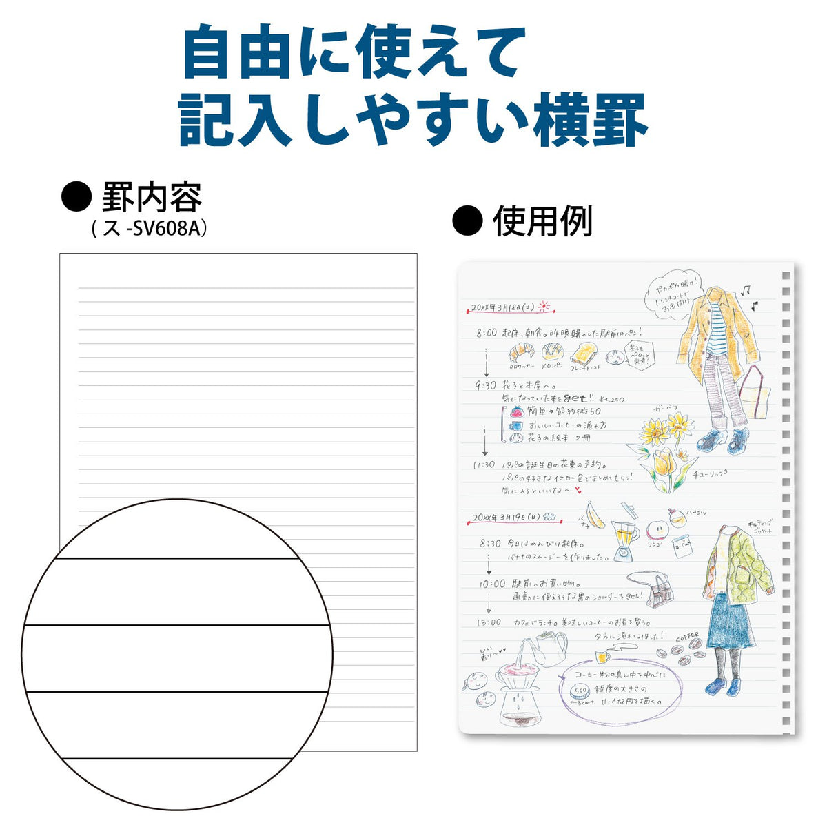 KOKUYO Spiral Lined Notebook, 10'' x 7'' Business Journal B5 Soft Ring Notebooks with 7 mm Ruled, 80 Perforated Sheets, Navy 1 Subject Notebook, Note Taking for Work. Japan Import (SU-SV608A-DB)