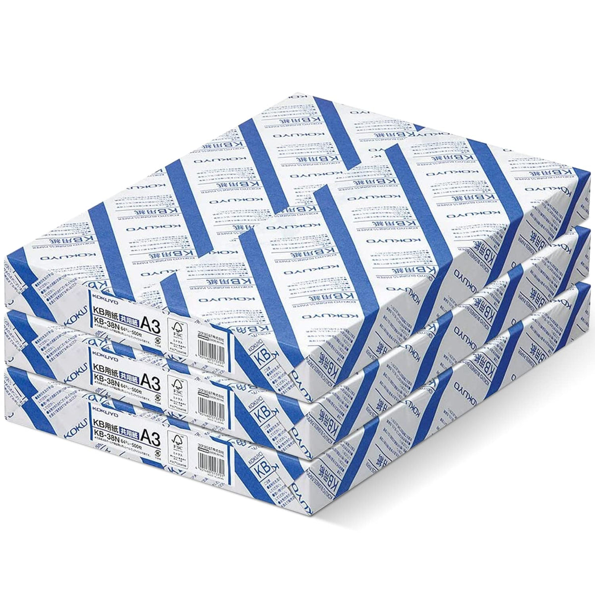 Kokuyo A3 (11.7 in x 16.5 inches) KB Paper, 3 Ream (1500 Sheets), 80 Bright - Perfect for Engineering technical drawings - FSC Certified, Japan Import (KB-38N)