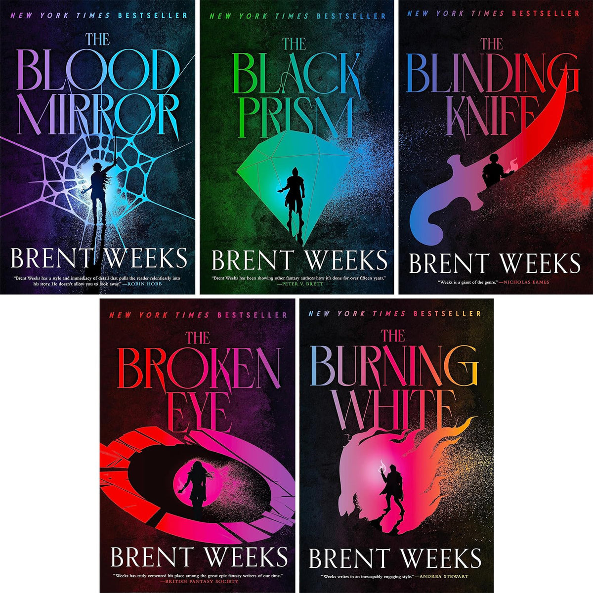 Brent Weeks 5 Books Collection Set (The Black Prism, The Blinding Knife, The Broken Eye, The Blood Mirror, The Burning White)