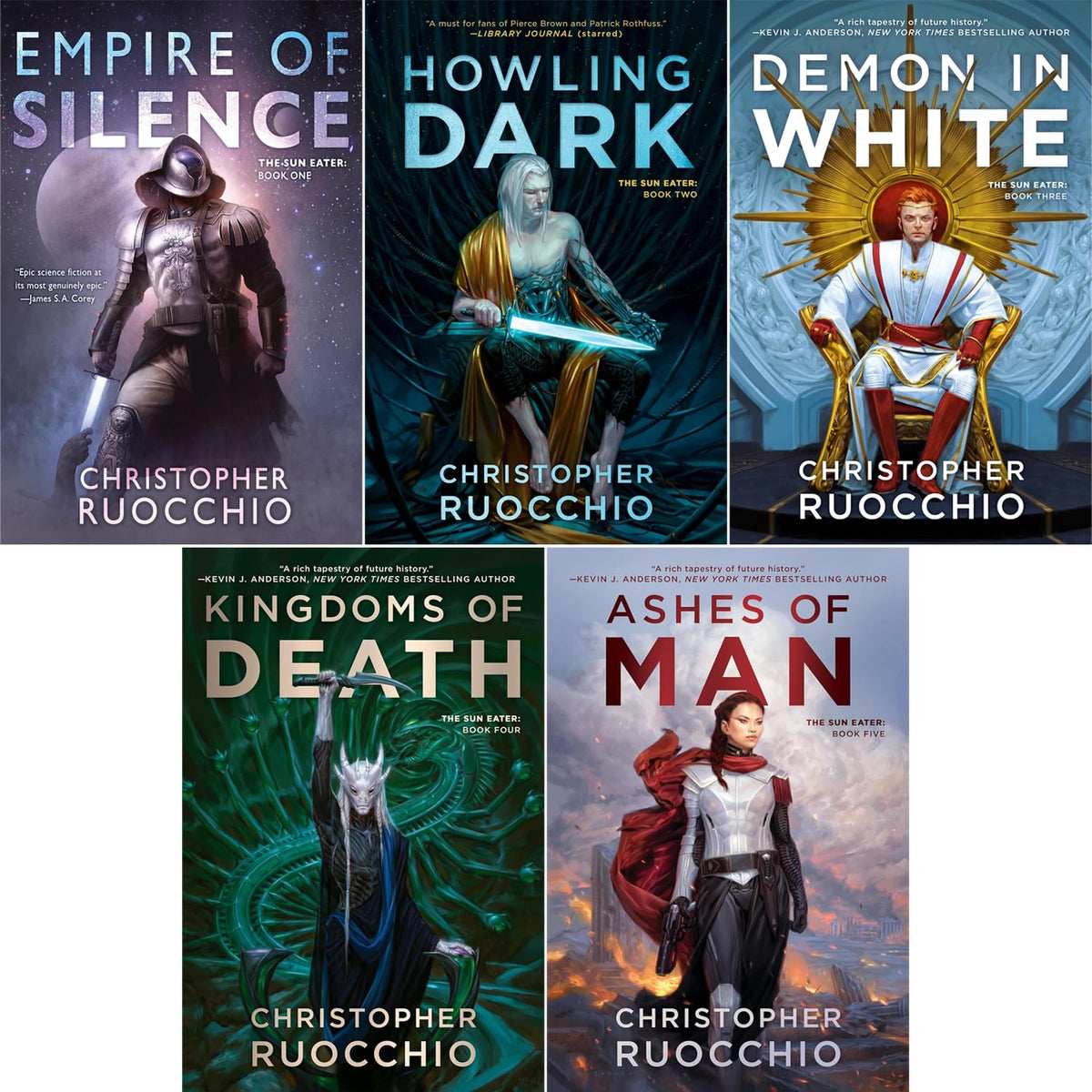 Sun Eater Series 1-5 Books Collection Set: Empire of Silence, Howling Dark, Demon in White, Kingdoms of Death, Ashes of Man by Christopher Ruocchio
