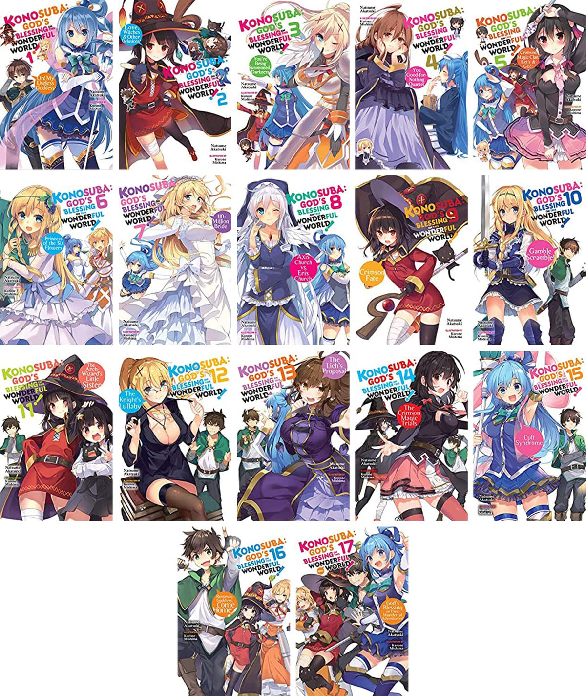 Konosuba: God's Blessing on This Wonderful World! Vol. 1-17 Complete Light Novel Set by Natsume Akatsuki