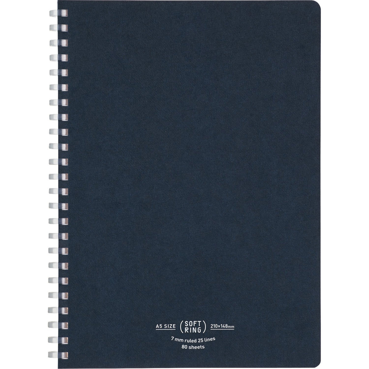 KOKUYO Spiral Lined Notebook, 8.3'' x 5.8'' Business Journal A5 Soft Ring Notebooks with 7 mm Ruled, 80 Perforated Sheets, Navy 1 Subject Notebook, Note Taking for Work. Japan Import (SU-SV638A-DB)