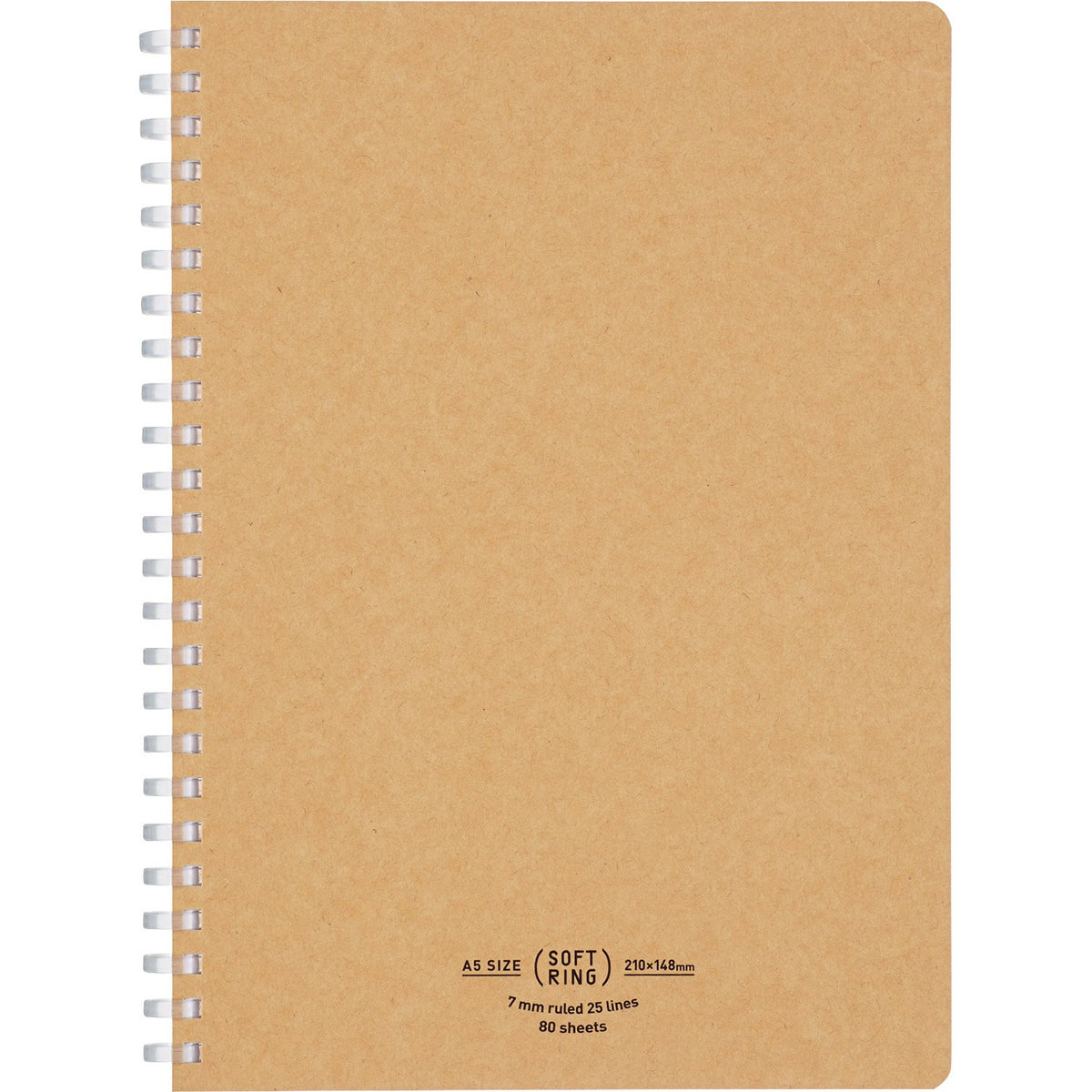 KOKUYO Spiral Lined Notebook, 8.3'' x 5.8'' Business Journal A5 Soft Ring Notebooks with 7 mm Ruled, 80 Perforated Sheets, Beige 1 Subject Notebook, Note Taking for Work. Japan Import (SU-SV638A-S)