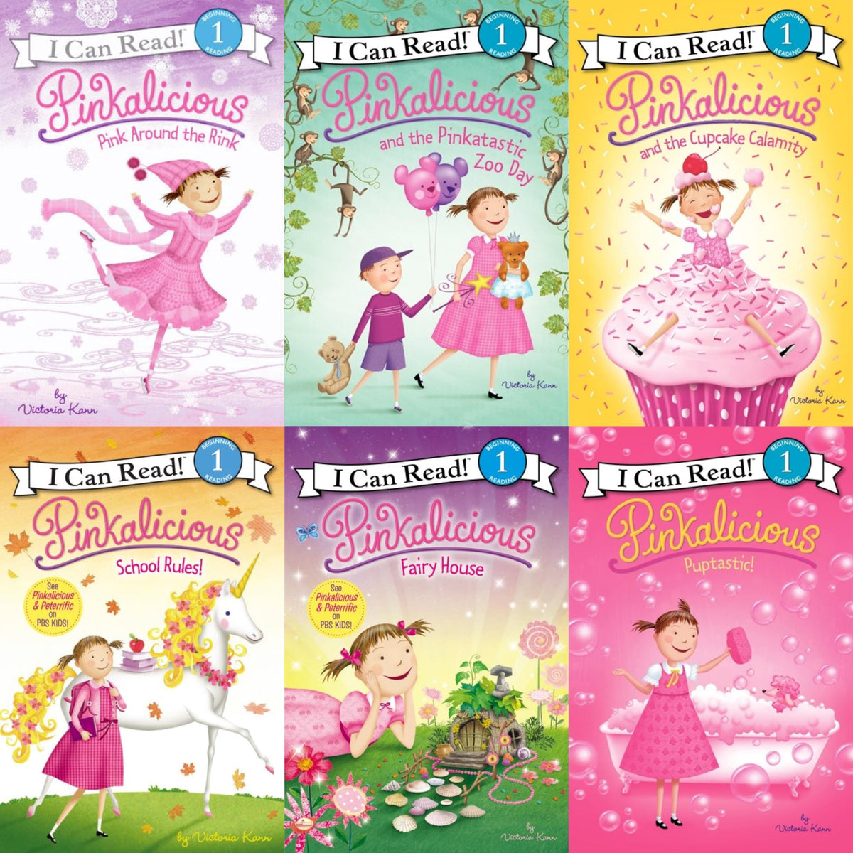Pinkalicious 6 Pack - Pinkalicious and the Cupcake Calamity, Puptastic, Pink Around the Rink, Pinkatastic Zoo Day, Pinkalicious Fairy House, School Rules